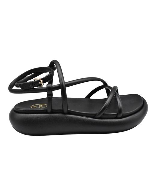 Ash Black Flat Sandals