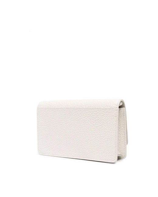 Maison Margiela White Graue lederkette brieftasche mit logo
