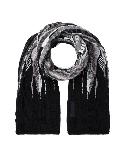 carlo colucci Black Multicolored Knitted Winter Scarf for men