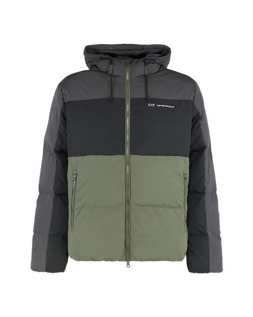 EA7 Packable Hooded Core Identity Puffer Jacket in het Green voor heren