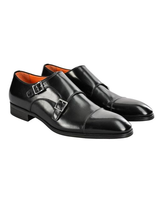 Santoni Black Business Shoes for men