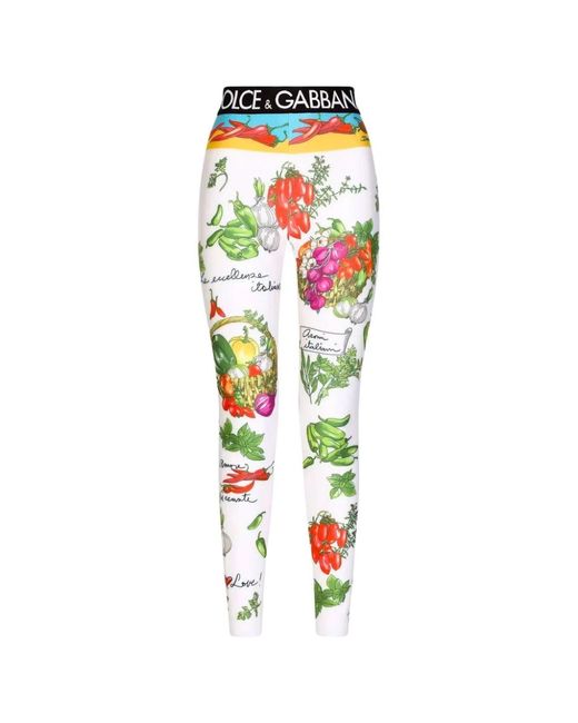 Leggings iconico logo design elastico di Dolce & Gabbana in Multicolor