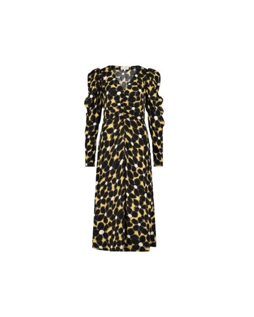 FABIENNE CHAPOT Kleedjes ,Zwart ,Lange Jacquard Jurk Met Bloemmotief in het Black