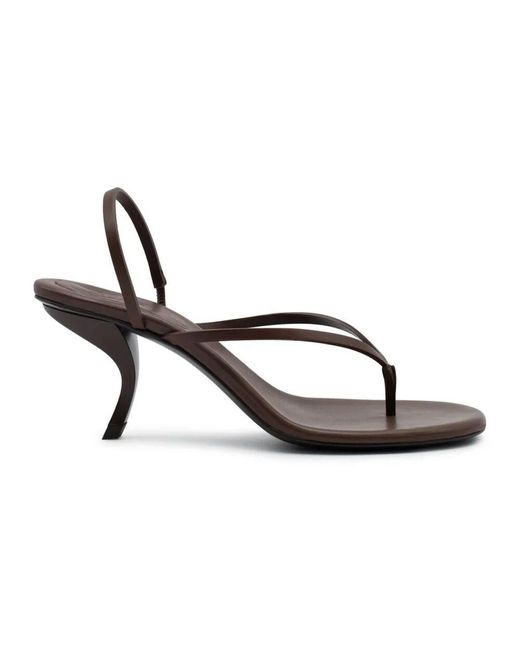 Gia Borghini Brown Braune Leder-Aurora-Sandalen Mit Skulptiertem Absatz