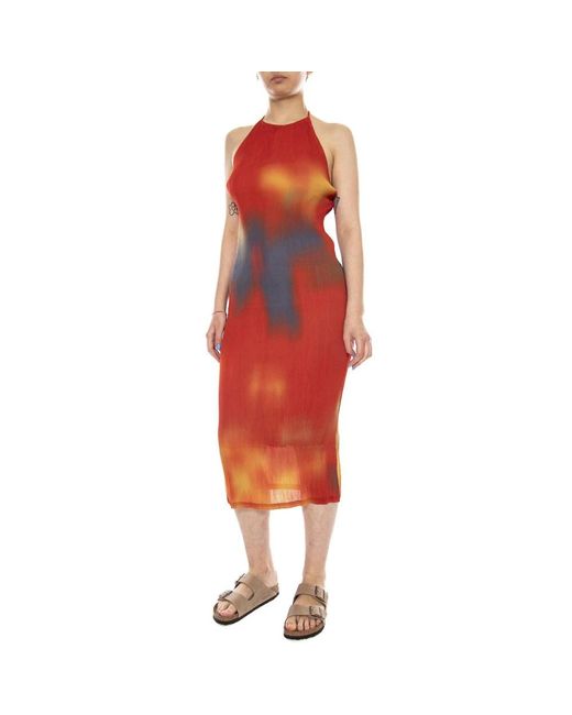 Thinking Mu Bloemen Maxi Jurk in het Red