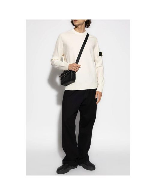Stone Island White Round-Neck Knitwear for men
