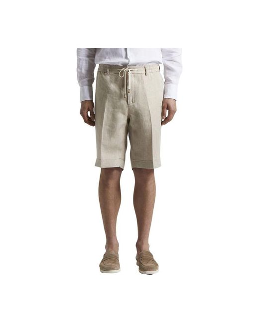 Peserico Ermenegildo Zegna Leinen-Chevron-Bermuda-Shorts in Natural für Herren