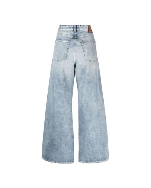 DIESEL Blue Acid wash wide leg denim jeans