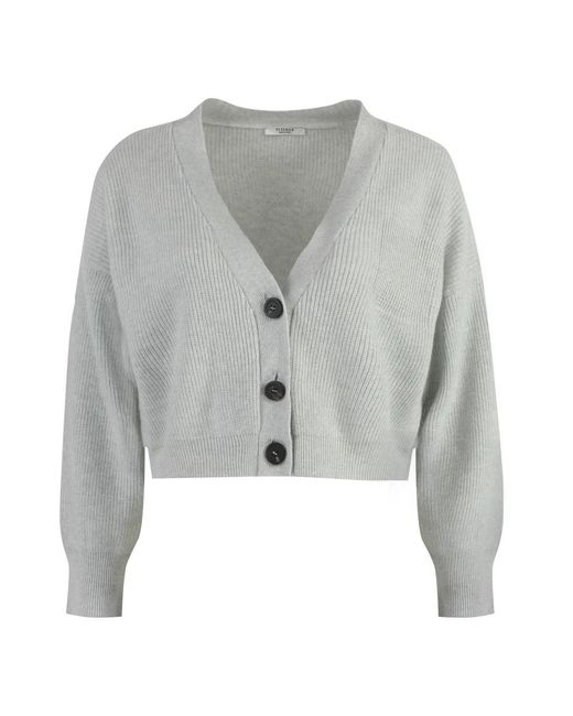 Peserico Truien & Vesten ,Grijs ,Wol Gebreid Vest Met Versiering in het Gray