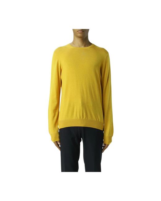 Fay Yellow Round-Neck Knitwear for men