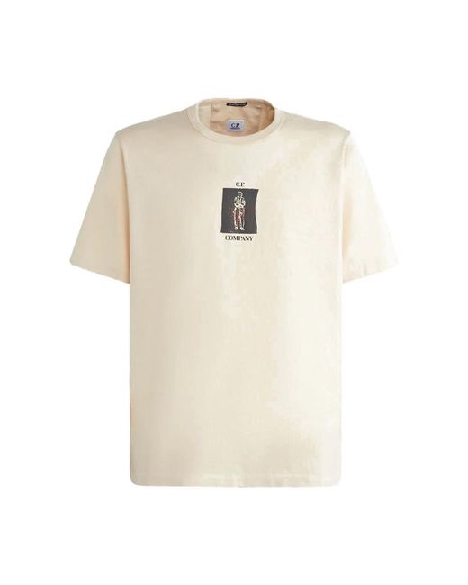 C P Company Grafisches print t-shirt aus baumwolle in Natural für Herren