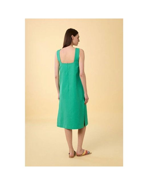 Manoush Green Ärmelloses kleid mit quadratischem ausschnitt und verzierung oush