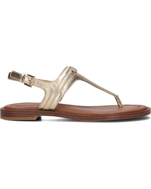 Michael Kors Brown Goldene Zehensandalen Für Frauen