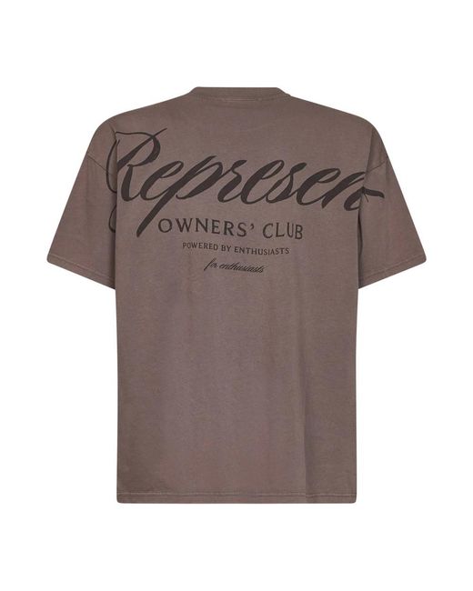 Represent Tops ,Bruin ,Katoen Owners Club Script T-Shirt in het Brown voor heren