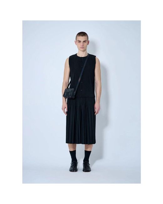 Issey Miyake Gefaltete Knopfleiste Oberteil Rundhalsausschnitt Stil in Blue für Herren