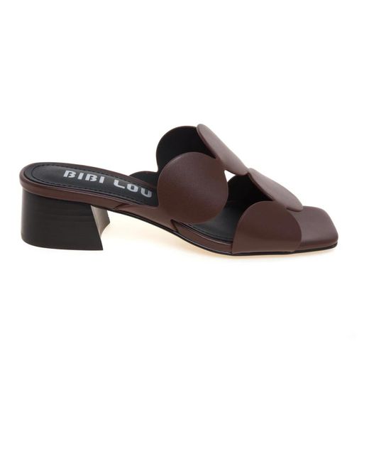 Bibi Lou Brown Heeled Mules
