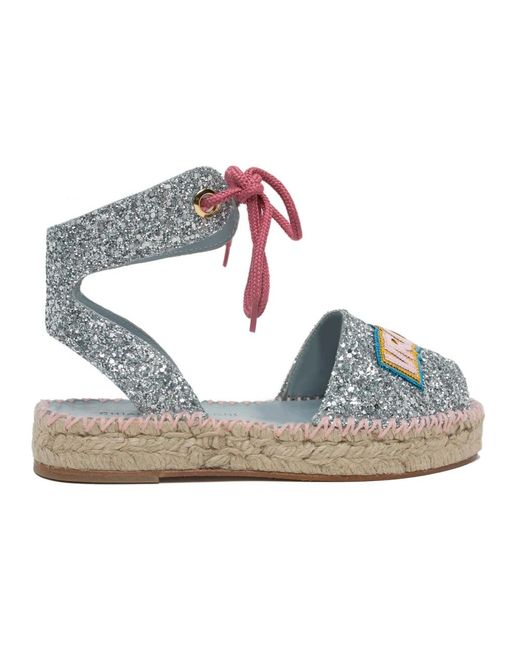 Chiara Ferragni Blue Flat Sandals