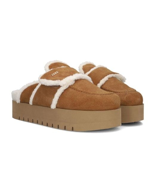 Nubikk Brown Teddyfell-Slipper Mit Kunstfell