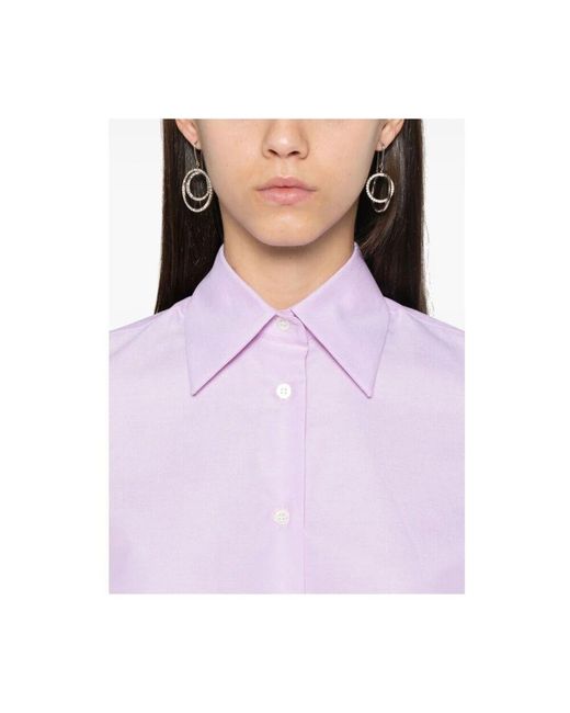 Mazzarelli Purple Rosa baumwollhemd mit struktur-finish