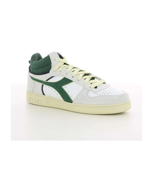 Diadora Schoenen ,Wit ,Leer Lichtgrijze Magic Basket Demi G Sneakers in het Green voor heren