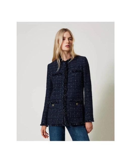 Twinset Blue Tweed Jackets