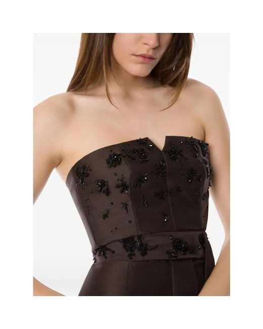 Alberta Ferretti Bruine Paillet Korset Top in het Black