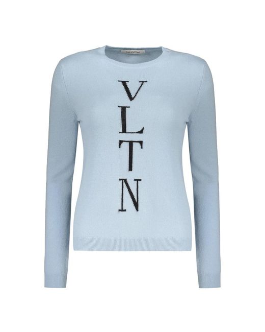 Valentino Garavani Blue Round-Neck Knitwear