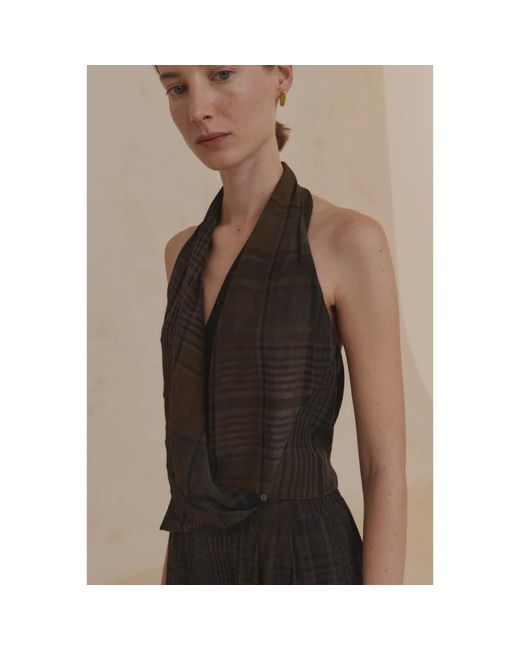 Cortana Black Sleeveless Tops