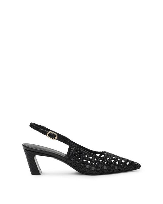 Stuart Weitzman Black Stassi Woven Slingback 50