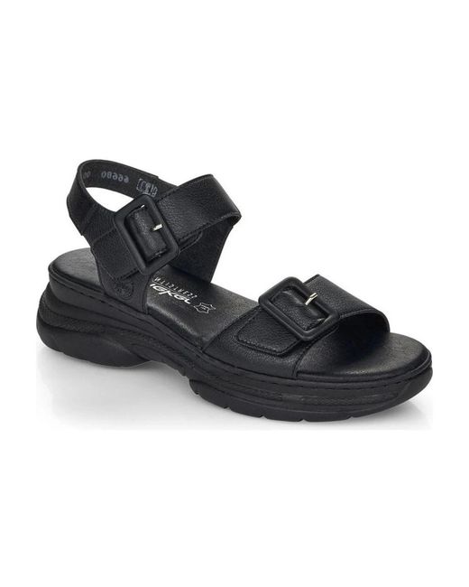 Rieker Black Flat Sandals