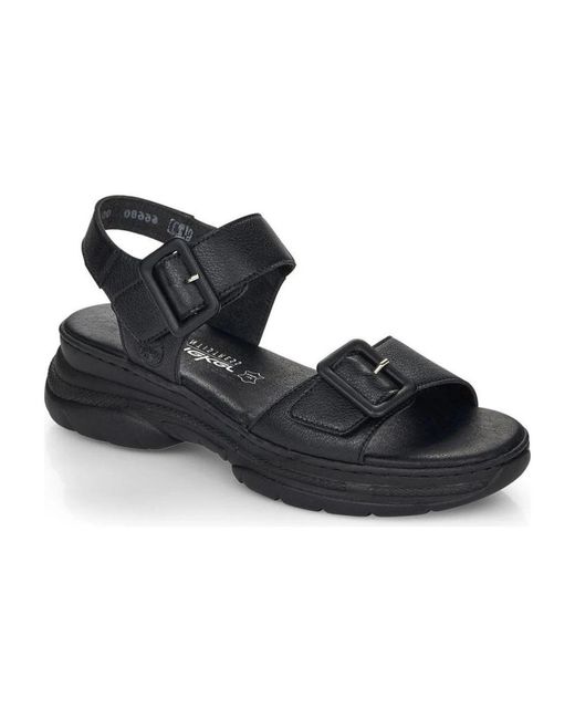 Rieker Black Flat Sandals