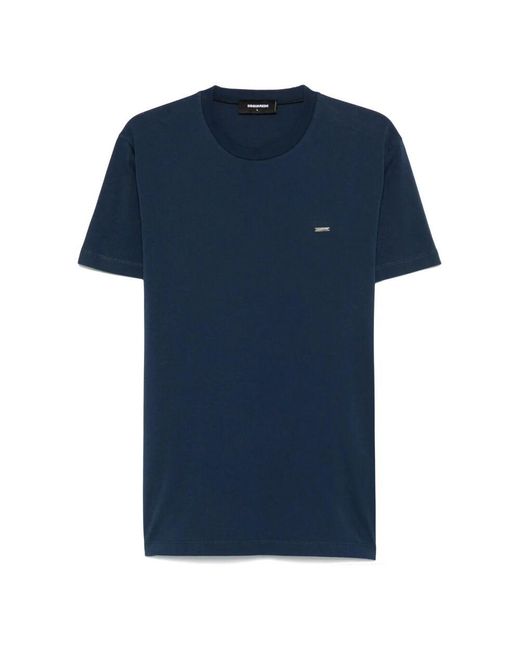 DSquared² Blaue t-shirts und polos mit metallplatte in Blue für Herren