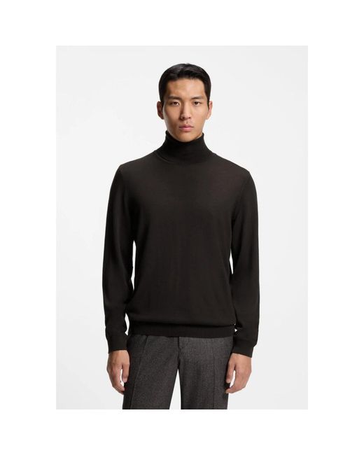 Boss Truien & Vesten ,Bruin ,Wol Musso-P Turtleneck Trui in het Black voor heren