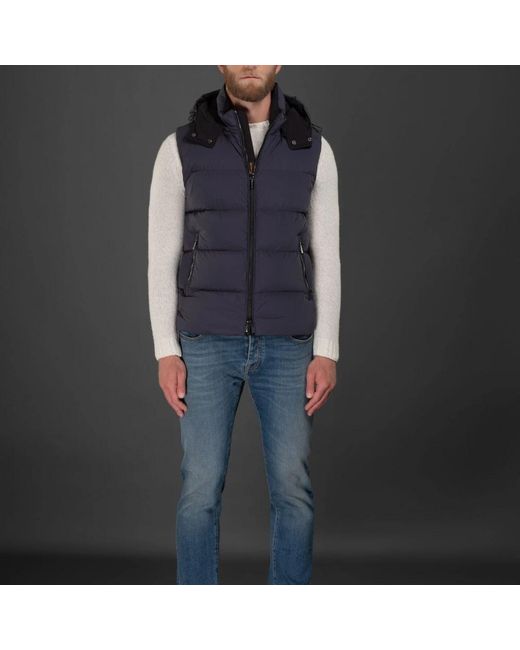 Moorer Jassen ,Blauw ,Ganzendons Gilet in het Blue voor heren