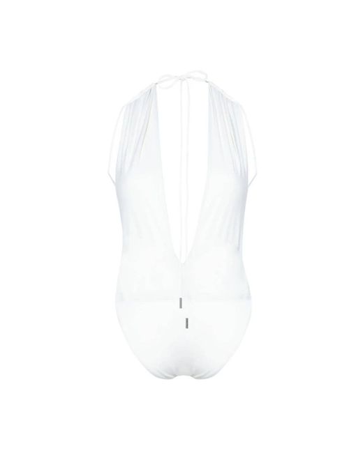 Saint Laurent Badmode ,Backless V-Halter Badpak in het White