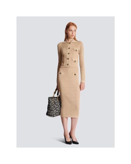 Balmain Natural Midi Skirts
