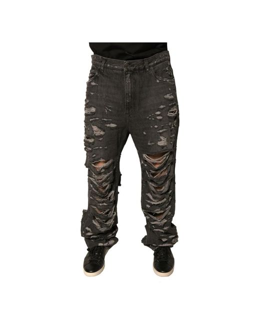 Dolce & Gabbana Black Straight Fit Jeans for men