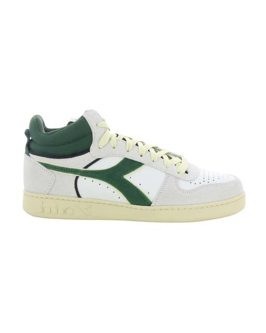 Diadora Schoenen ,Wit ,Leer Lichtgrijze Magic Basket Demi G Sneakers in het Green voor heren