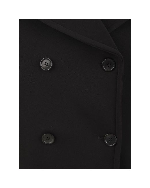 Douuod Woman Black Double-Breasted Coats