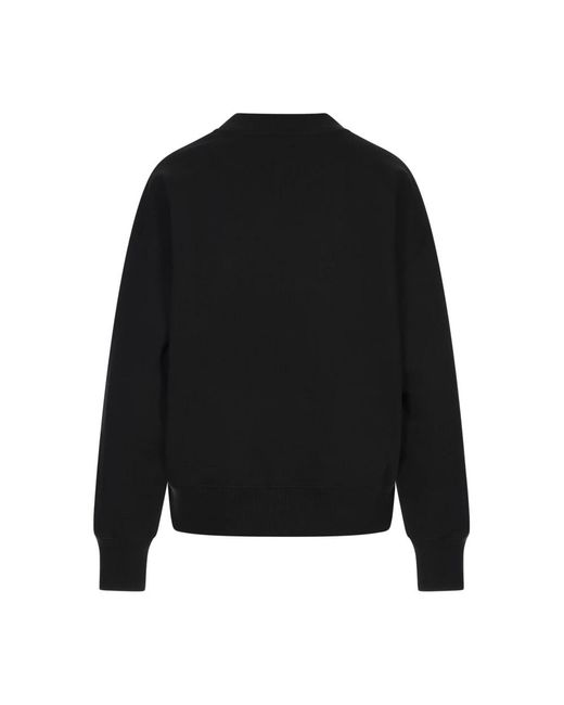 MSGM Hoodies & Sweatvesten ,Zwart ,Zwarte Crew-Neck Sweatshirt Met Geborduurd Logo in het Black