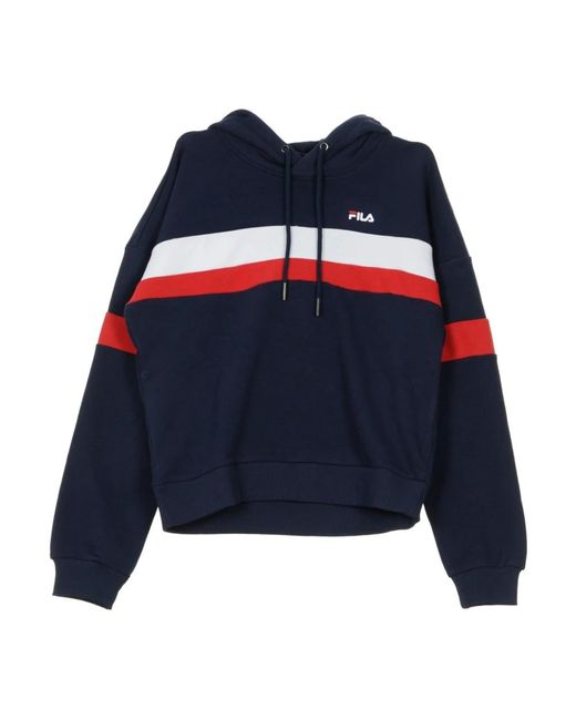 Fila Hoodies & Sweatvesten ,Zwart ,Katoen Cropped Hoodie in het Blue