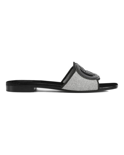 Gucci Black Slide Sandal With Interlocking G, Fabric