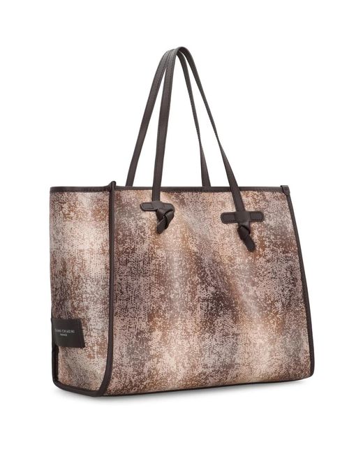 Gianni Chiarini Brown Canvas-Tasche Mit Lederdetails