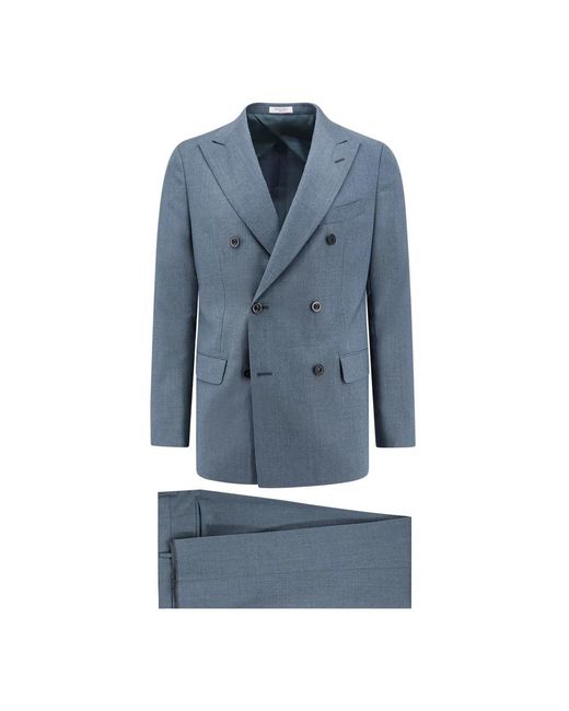 Boglioli Blue Double Breasted Suits for men