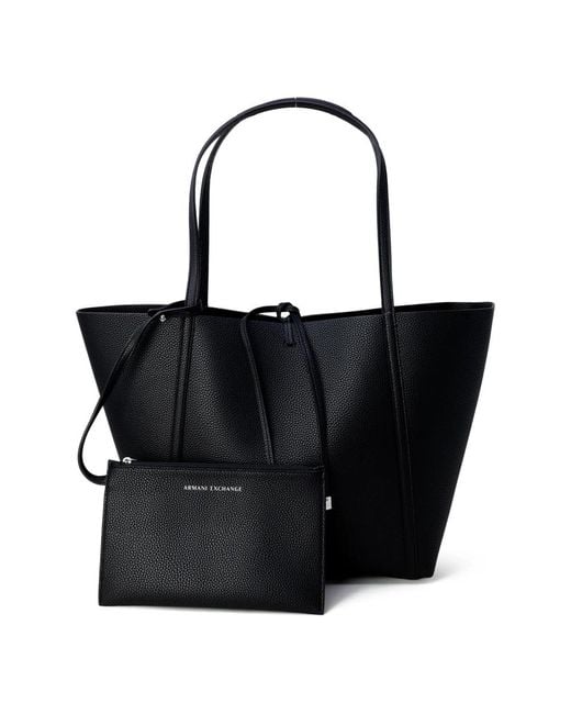 Armani Exchange Black Schwarze kunstlederhandtasche mit innentasche