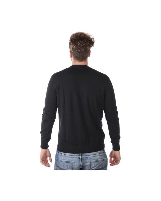 Emporio Armani Black Virgin Wool Crew Neck Sweater for men