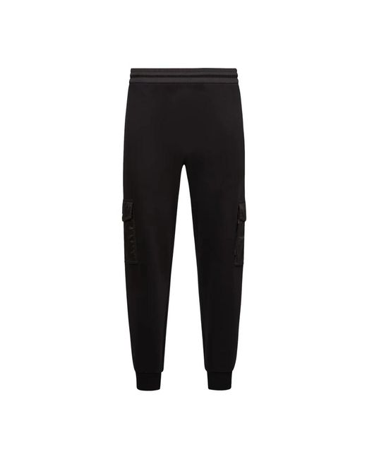 Moncler Broeken ,Zwart ,Katoen Zwarte Elastische Broek Met Zakken in het Black voor heren