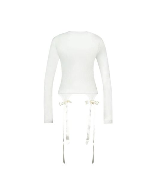 Simone Rocha Bow Tail Easy Long Sleeve T-Shirt in het White