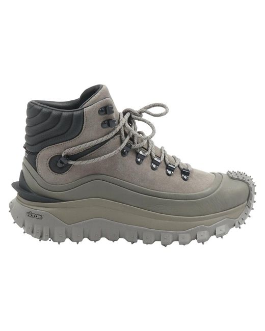 Moncler Gray Lace-Up Boots for men