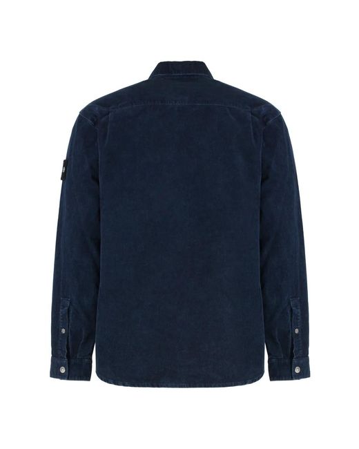 Stone Island Micro Corduroy Overshirt in het Blue voor heren